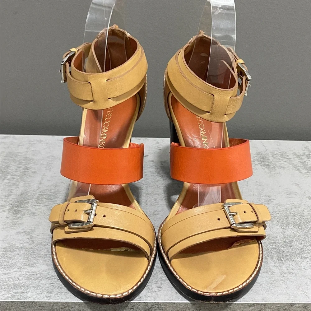 Rebecca Minkoff Double Strap Block Heel Open Toe Sandals/Heels Size 7 - Picture 3 of 16